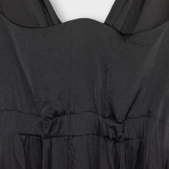 Banana Republic‎ Womens Maxi Sz 16 Black Peach Ribbon Straps Elastic Waist Gown - Picture 10 of 15